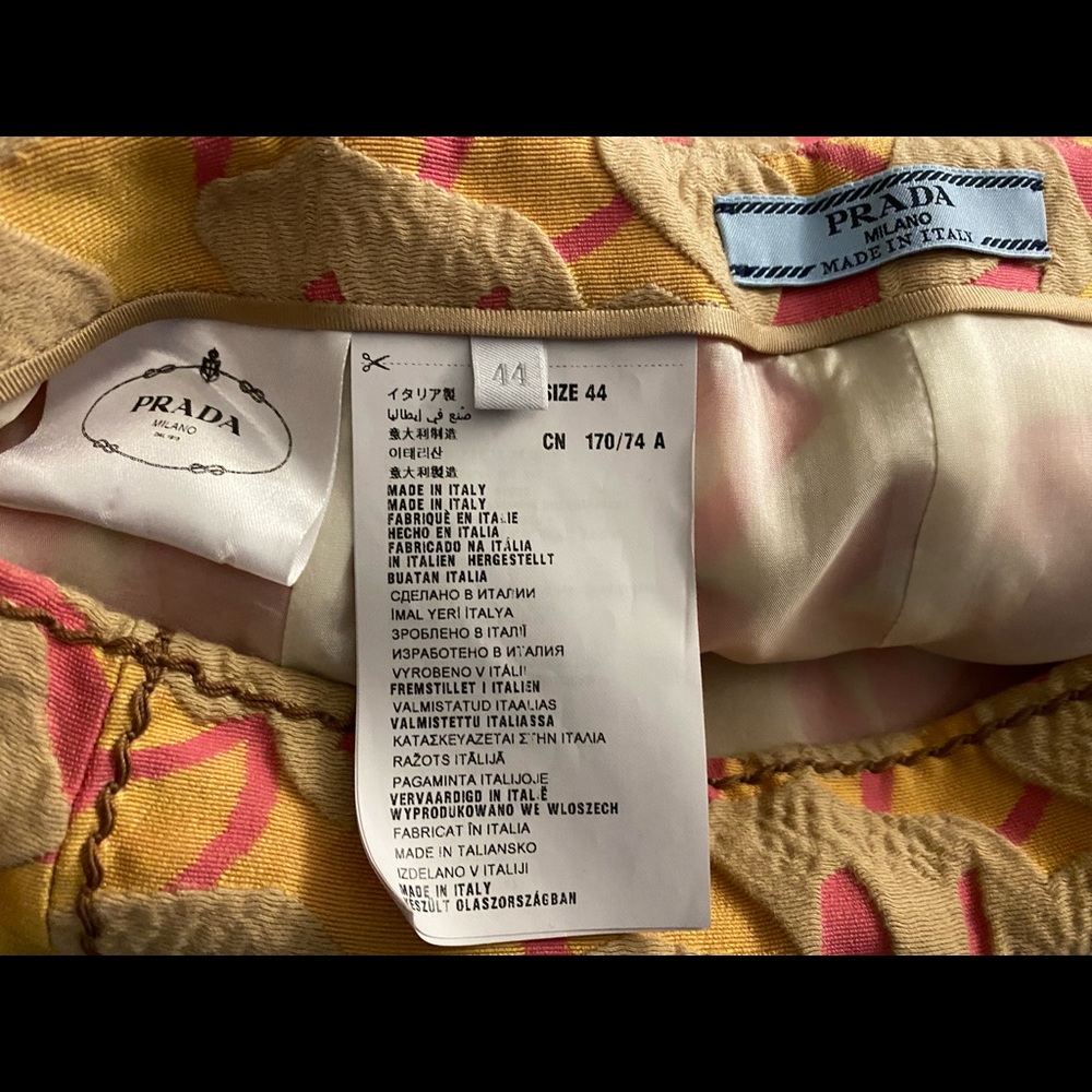 🚫SOLD🚫 🎉HP Prada Pink/Yellow Cloqué-jacquard Skirt IT 44 - Picture 5 of 7